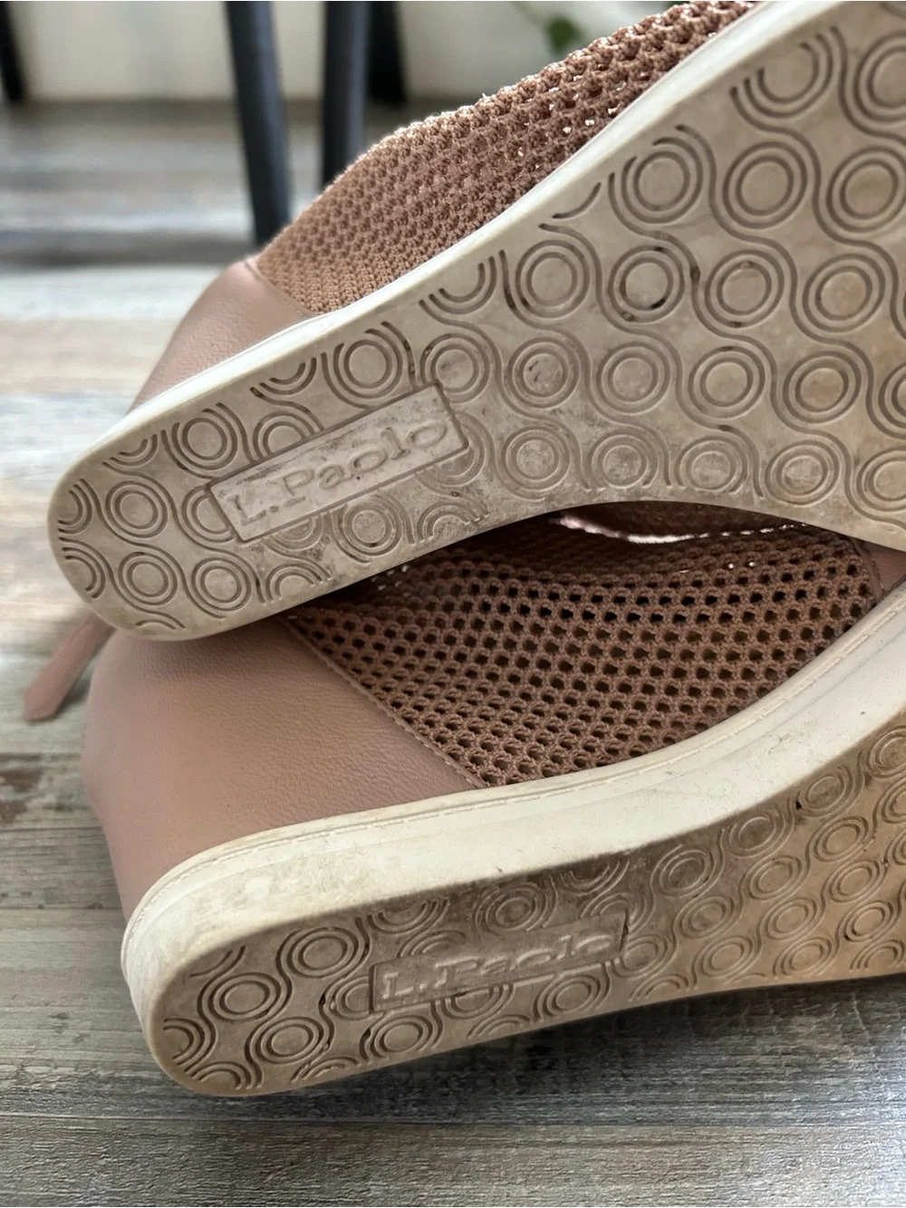 LINEA PAOLO Mesh Wedge Sneaker Booties in Taupe - Casual Lace-Up Style